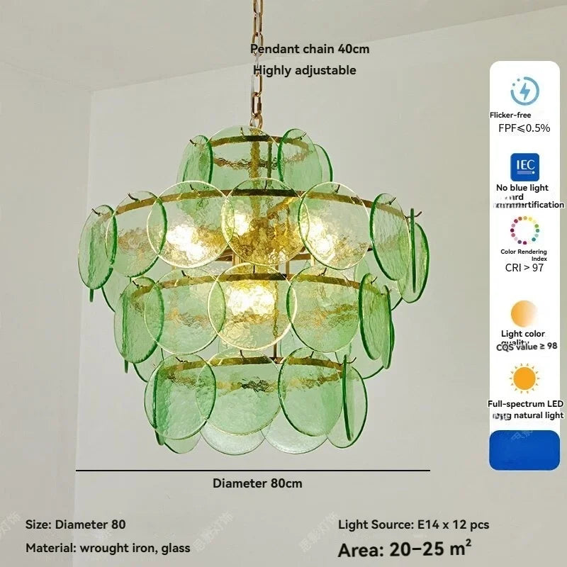Round Glass Dining Table Lights for Bedroom Living Room French Modern LED Murano Glass Pendant Lights Bar Kitchen Restaurant