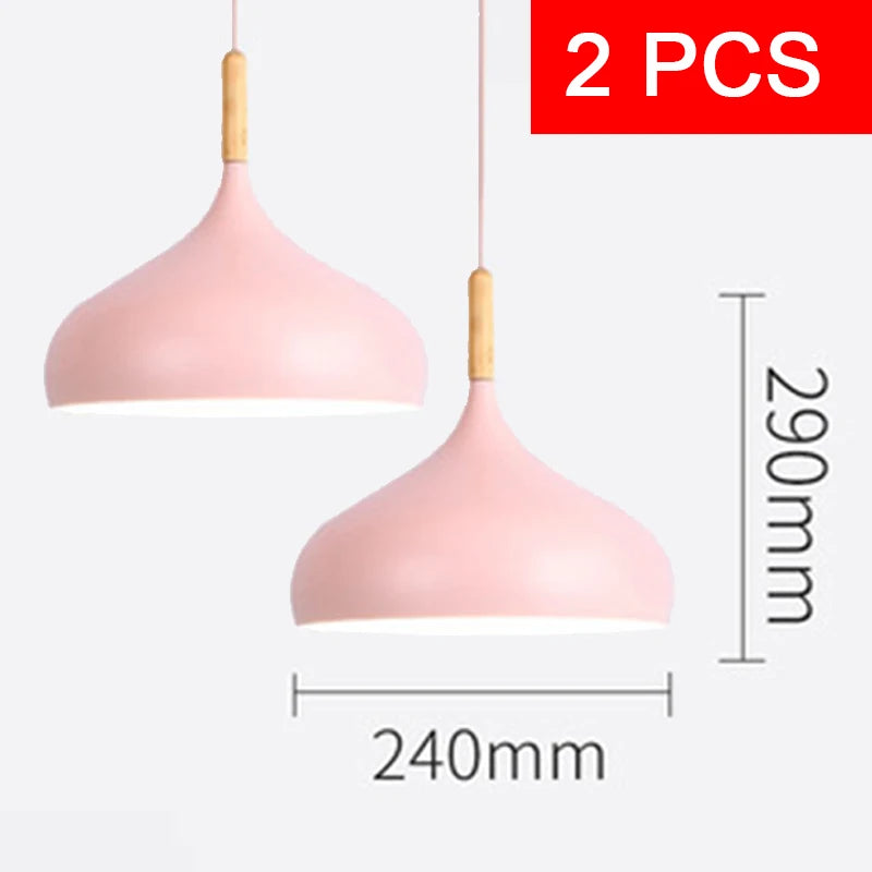 Multi Color Luster Pendant Lights Dia 16/17/24cm Restaurant Wood Hanging lighting Light Fixtures Modern E27 LED Loft Hang lamp