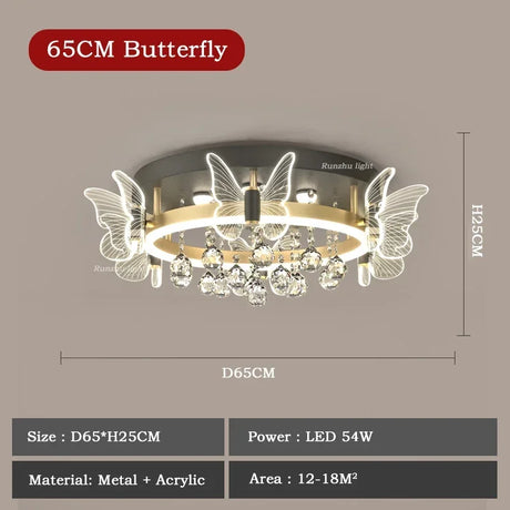 Cartoon Children's Room Light Crystal Ceiling Light New Butterfly Chandelier Girl's Room Balloon Light LED Bedroom Light