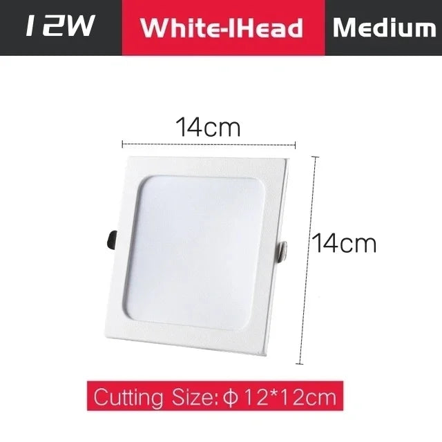 Ultra-Thin Square LED Recessed Downlight - 9W 12W 24W Ceiling Grille Panel
