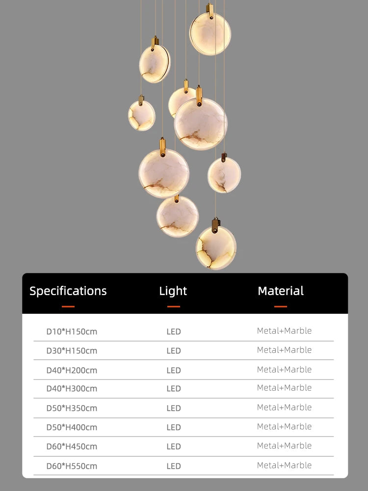 Staircase Pendant Light Lustre Minimalist Duplex Loft Marble Chandelier Villa High Ceiling Hanging Lamp Long Stair Chandelier