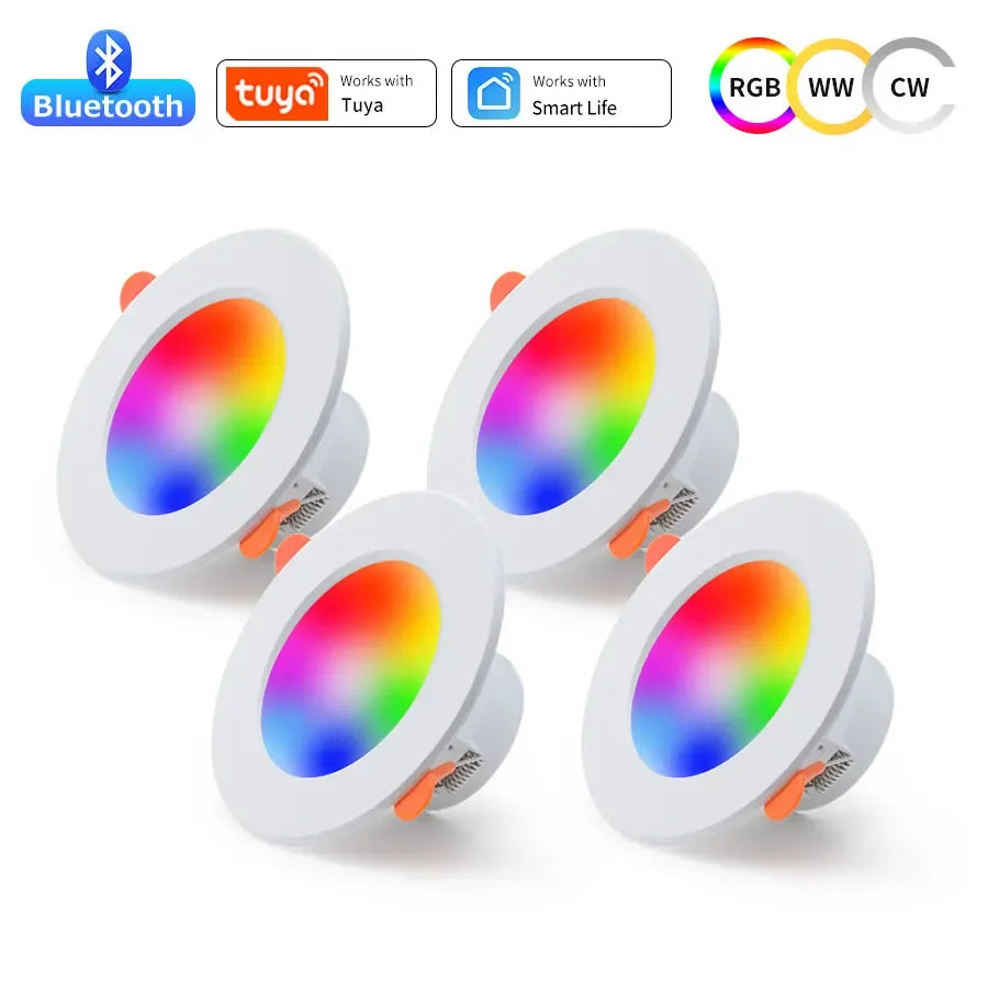 Tuya Bluetooth Smart LED Downlight 10W Smart Life APP LED Lamp Bulb Dimmable RGB RF 2.4G Remote Group Control Led Spot Lights