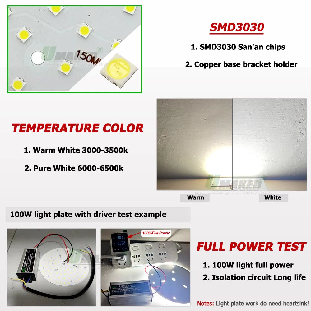 1Set LED High Bay Light DIY Replacement Kit (100W/150W/200W) 220V - High-Power Light Board + Driver for Warehouse & Garage Repair