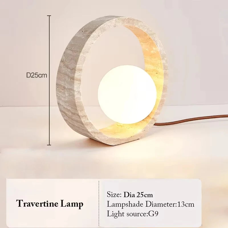 Modern Travertine Floor Lamp Natural Yellow Cave Stone LED Table Lamp Indoor Decor Lighting Bedside Living Room Bedroom Study G9