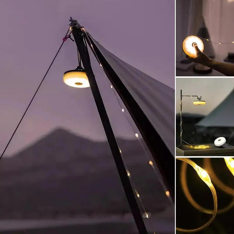 LED Camping Lamp Strip Atmosphere Lamp IP67 Waterproof Recyclable Light Belt Outdoor Garden Decoration Lamp For Tent Room Decor