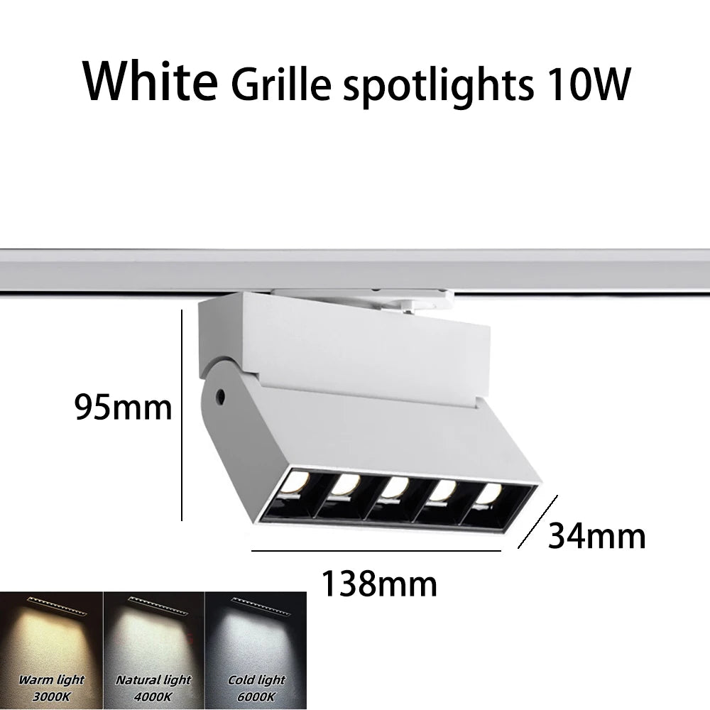 LED Track Light Spotlight Grille Light Surface-mounted Ceiling Light Black White 10W20W Dimmable Commercial Home Indoor Lighting