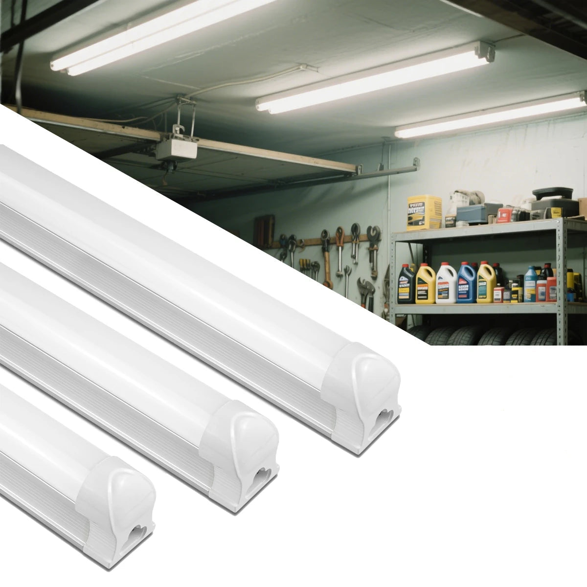 Energy-Saving T5/T8 LED Tube Light (15W/25W, AC220V) with EU/US Plug Cable - Fluorescent Replacement for Shop & Exhibition Hall