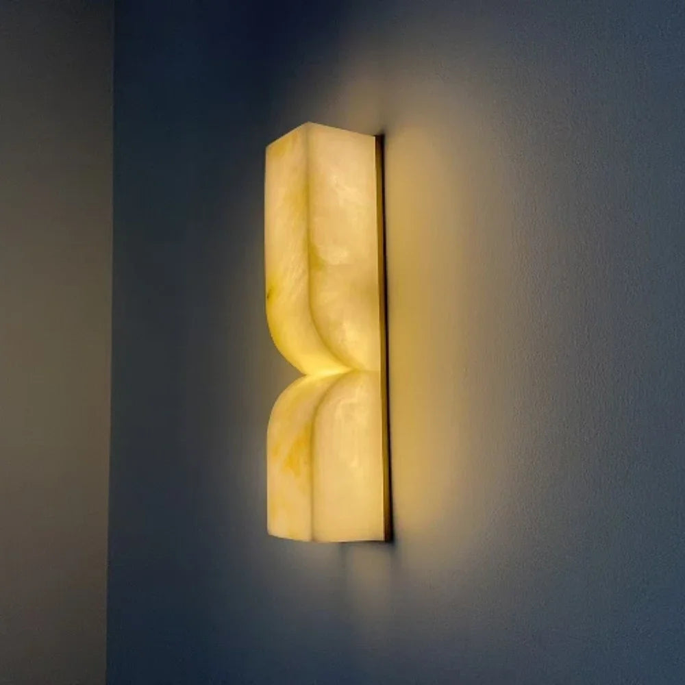 Spain Natural Marble Alabaster Wall Lamp Living Room Background Wall Bedroom Bedside  All Copper Wall Lamp Alabaster Lighting