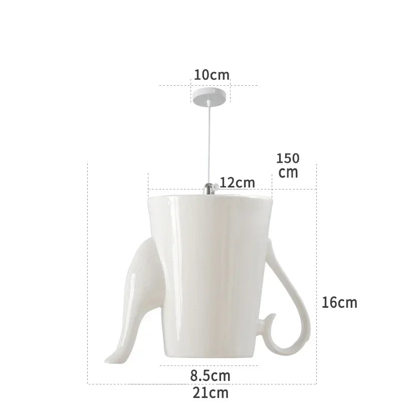 Ceramic Led Pendant Light Modern Tea Cup Teapot Hanging Lamp Kitchen Dining Room Lights Bar Cafe Home Decor Lighting Fixtures