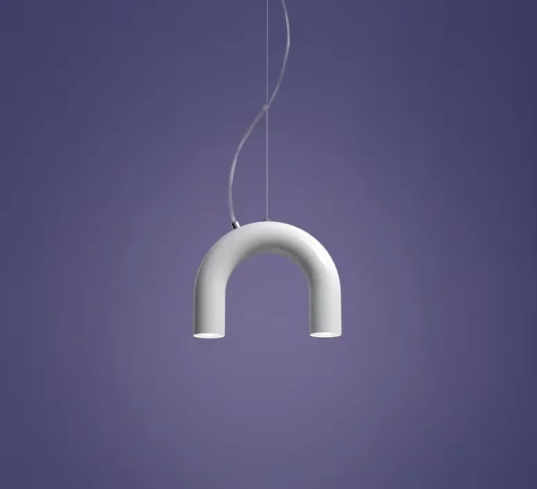 Oblure Arch Chandelier Post Modern Design Pendant Light for Coffee Living Room Kitchen U Shaped Lamp Blue Metal Macaron Lamp