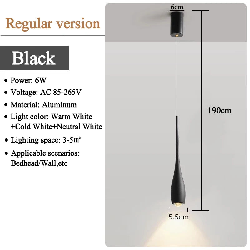 LED Pendant Light 6W Adjustable Height Touch Switch Modern Minimalist Creative Design Chandelier for Bedroom Bedside Bar