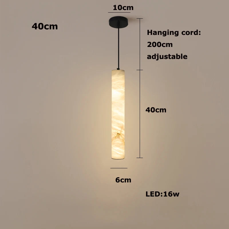 Elevate Your Dinning Room With Our Marble Cylinder Led Pendant Light Dimming Function White Linear Alabaster Gold Silver