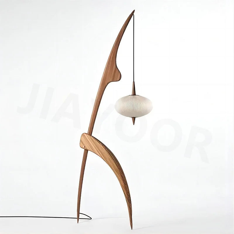 New Chinese Wabi-Sabi Solid Wood Floor Lamp - Creative Retro Standing Light Fixture for Living Room, Study & Bedroom