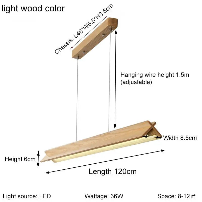 Nordic wood grain simple long dining table pendant lamp living room kitchen artistic luster home decoration lighting fixture