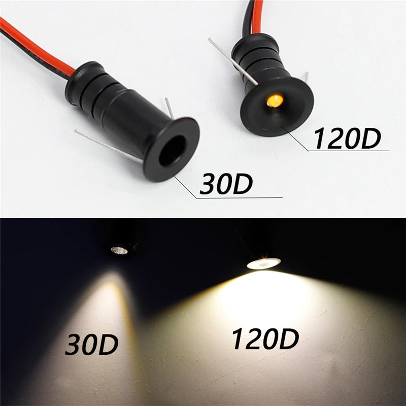Mini Led Spot 12V 0.5W Recessed Indoor Spotlight IP65 10mm Cutout Ceiling Downlight for Home Bedroom Staircase Cabinet Spot Lamp