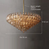 2025 Contemporary Glass Pendant Lamp Round Rectangle Chandelier Silver Black Finish Adjustable Ceiling Light Villa