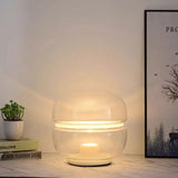 Luxury Designer Bedroom Marble Table Lamp Macaron Table Lamp Simple Smoky Grey Amber Glass Lamp Art Bedside Cute Night Light