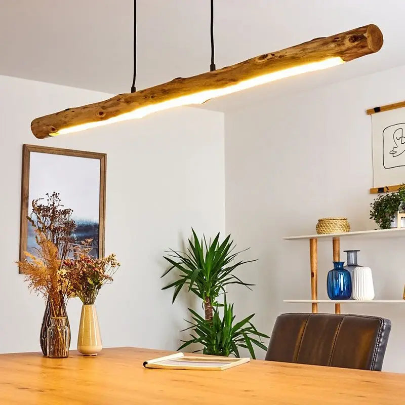 Japanese Retro Wabi Sabi Wood Led Pendant Lights Creative Log Chandelier Restaurant Bar Island Hanging Lamps Home Decorative