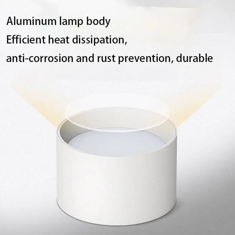 Led Downlight Surface Mounted Down Light Round Aluminum Ceiling Lamp White Black No Opening Spot For Living Room Bedroom Home