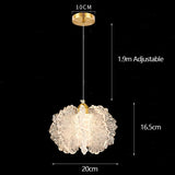 Nordic French Cream-Style Long Line LED Pendant Light - Acrylic Flower Chandelier Lamp for Bedroom Bedside, Dining Room & Living Room