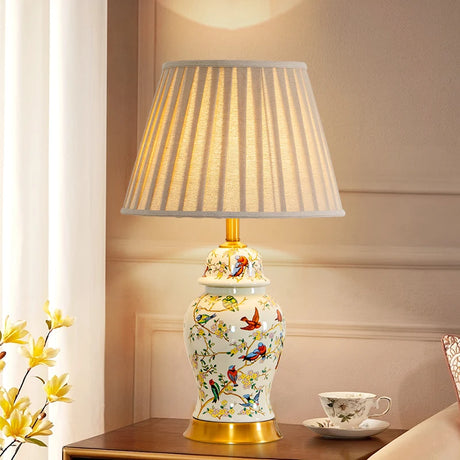 Magpie Chinese Flower And Bird Ceramic Table Lamp Living Room Bedroom Study Lamp Modern Retro Warm Table Lamp Bedside Lamp