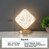 3D Moon Crystal Table Lamp - Touch Dimming USB Rechargeable Night Light for Bedroom, Girls Room Aesthetic Decor