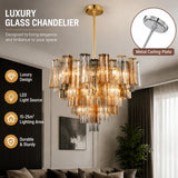 Italian Murano Glass Chandelier Pendant Light - Luxury Handblown Ceiling Hanging Lamp Fixture for Living Room, Hotel, Restaurant & Dining Room Decor