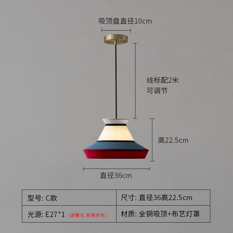 Rattan Pendant Light Minimalist Wabi-sabi Fabric Decorative Danish Design Light Interior Restaurant Bedroom Dining Room Light