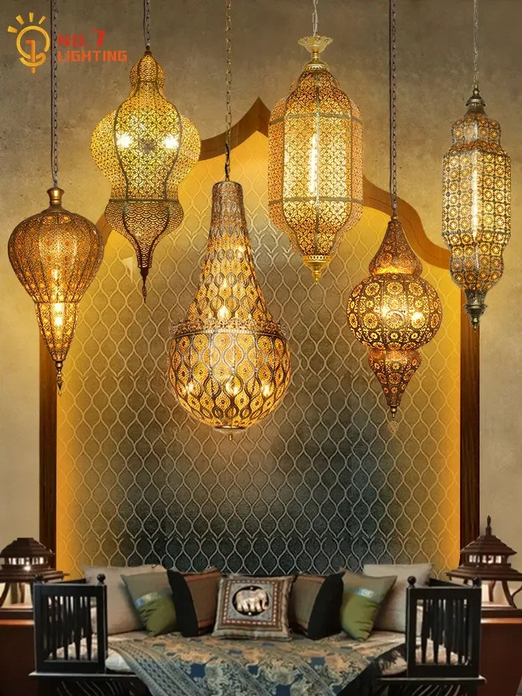 Southeast Asia Moroccan Retro Vintage Industrial Wall Lamp LED E27 Gold Luster's Iron Art Decorative Wall Mounted Restaurant Store