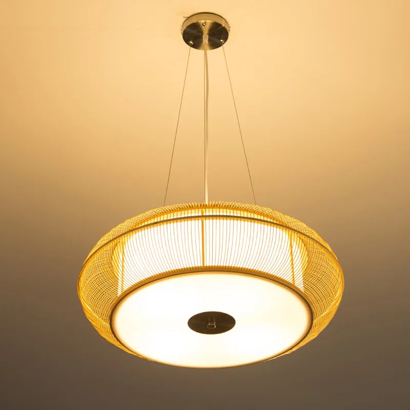 Style Chandelier Bamboo Wood Ceiling Lamp Surface Mounted Large Size Living Room Bedroom Luster Luminaire 45 50 60 cm