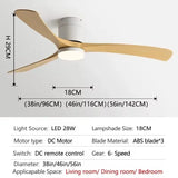 46/56Inch Low Floor Ceiling Fan Light Modern Black ABS Blade DC Remote Control Led Fan Lights Restaurant The bedroom 110V 220V