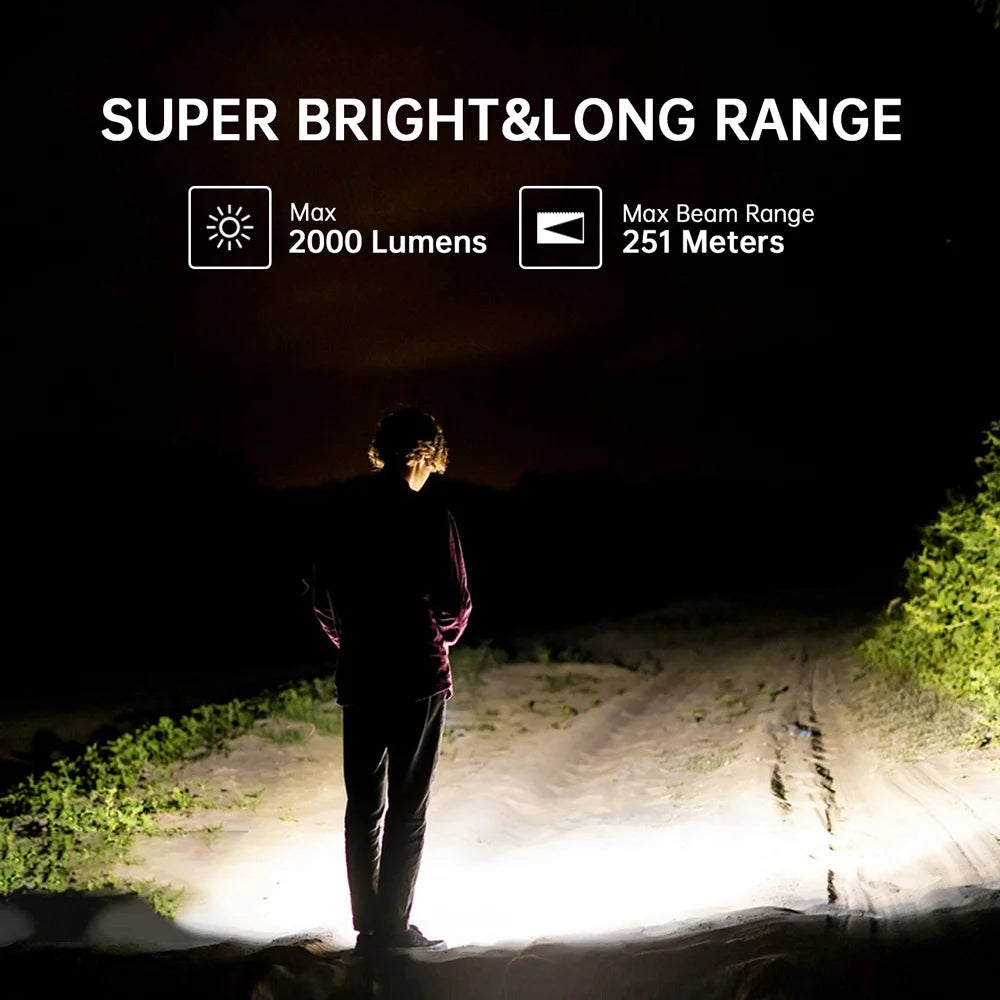 IF24 2000lm RGB LED Flashlight (SST40 Main Beam & Side Light) - IP66 Waterproof 18650 USB-C Rechargeable Torch with Magnetic Tailcap
