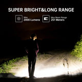 IF24 2000lm RGB LED Flashlight (SST40 Main Beam & Side Light) - IP66 Waterproof 18650 USB-C Rechargeable Torch with Magnetic Tailcap