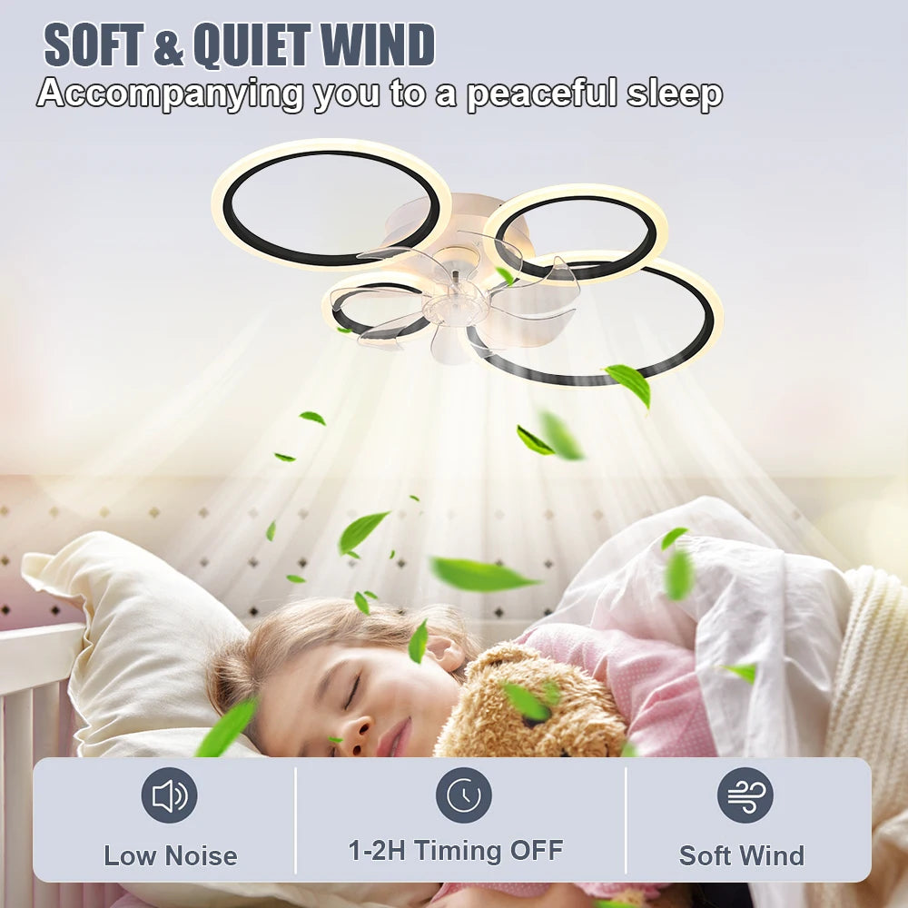 Modern LED Ceiling Fan with Light - Low Noise Chandelier for Bedroom & Kitchen