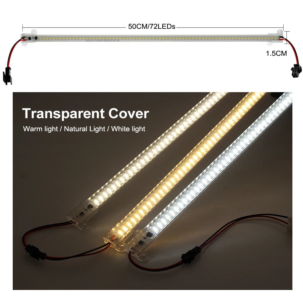 SMD2835 LED Tube AC 220V 8W High Brightness Hard Rigid LED Strip Bar Lights 50cm 72LEDs Energy Saving LED Fluorescent Tubes Set