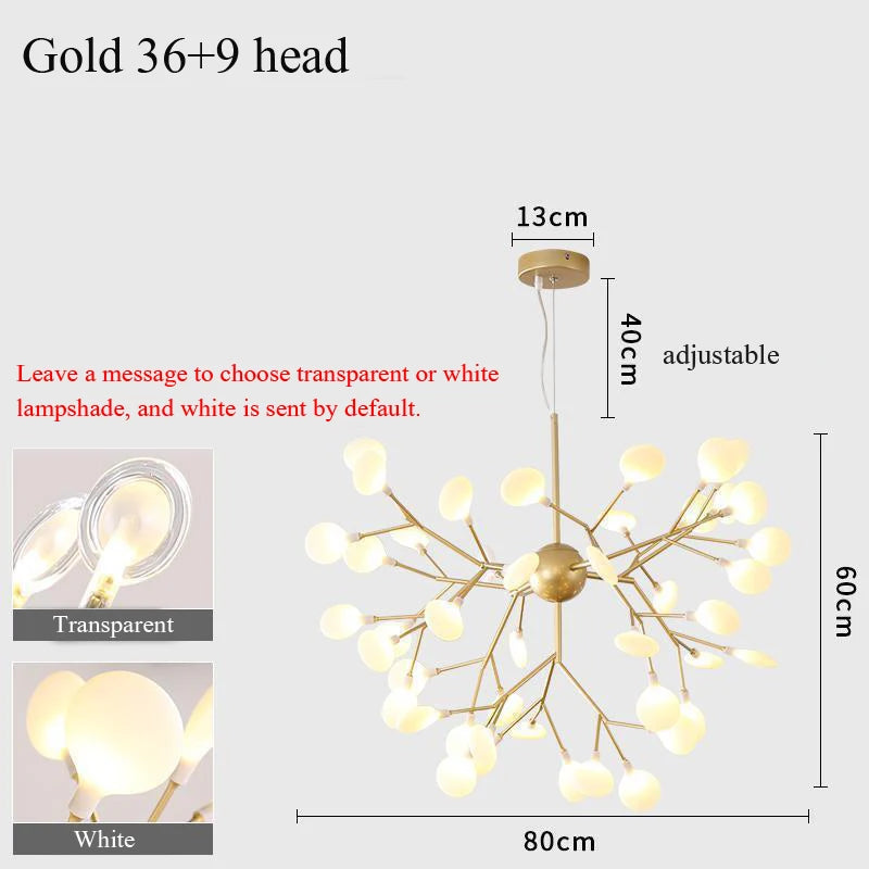 Nordic Pendant Lights Firefly Ceiling Light Chandelier Designer Pendente Led Lights Living Room Dining Kitchen Decor Hanglamp