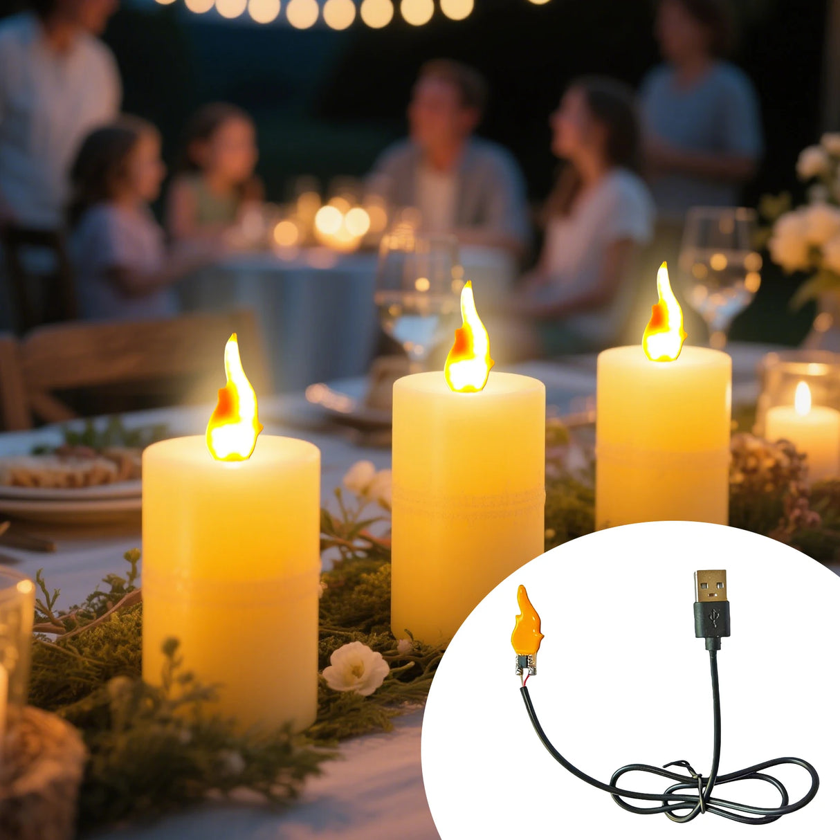 Flame Shaped Bulb USB 5V Christmas Flame Tip Lights Bulb Plug and Play Design for Indoor Outdoor Party Patio Home Decor