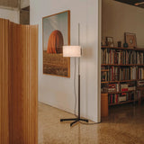 Spanish Designer Floor Lamp with E27 Light Bulb Metal Body Fabric Shade Height Adjustable