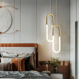 Brass Nordic bedside Long-line hanging lamp Modern creative U-shaped tube 360 degree LED pendant lights