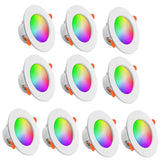 Tuya Smart WiFi 10W RGBCW LED Recessed Downlight (2700K-6500K) - App Dimmable Color-Changing & Tunable White Ceiling Spotlight Compatible with Alexa & Google Home