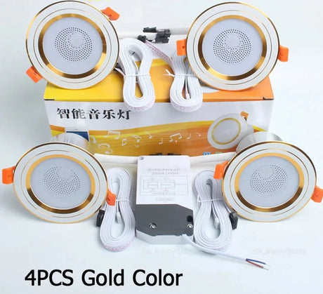 LED Smart Music Lamp Intelligent Background Music Light Ceiling Speakers With Adjused Lights Smart Bluetooth Downlight Speaker