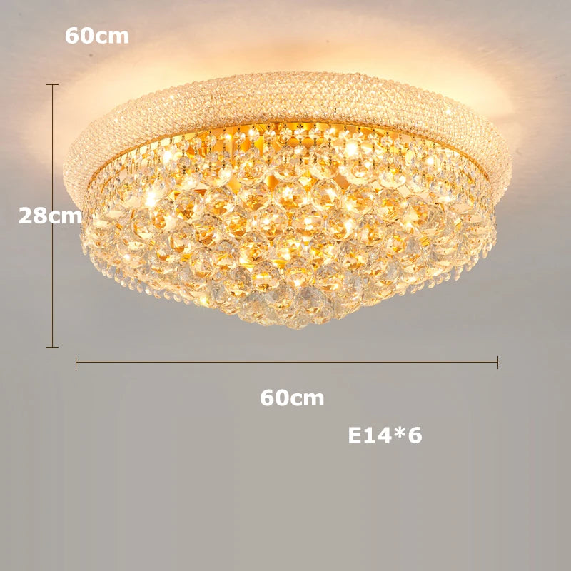 Hanging Lamps Lustre Suspension Luminaire Lampen For Living Room Luxury Round K9 Crystal Gold 2025 Ceiling Chandelier Lighting