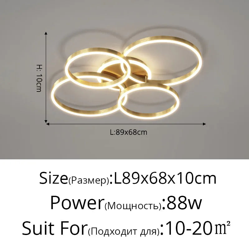 New Modern LED Chandelier Lighting For Living Study Bedroom Lamps Indoor Lighting Round Rings Foyer Luster Chandeliers Luminaire