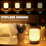 Wood Grain Touch Bedside Lamp - Wireless Portable Night Light for Bedroom