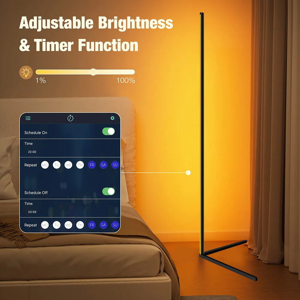 Living Room Dimmable 140cm RGB Corner Floor Lamp WIFI Smart LED Mood Light Art Home Decor Atmospheric Standing Stand Lighting