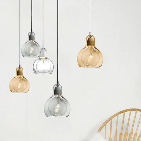 Modern Pendant Light Simple Creative Dining Room Clothing Store Flower Shop Glass Chandeliers E27 Edison Decorative Light Bulb
