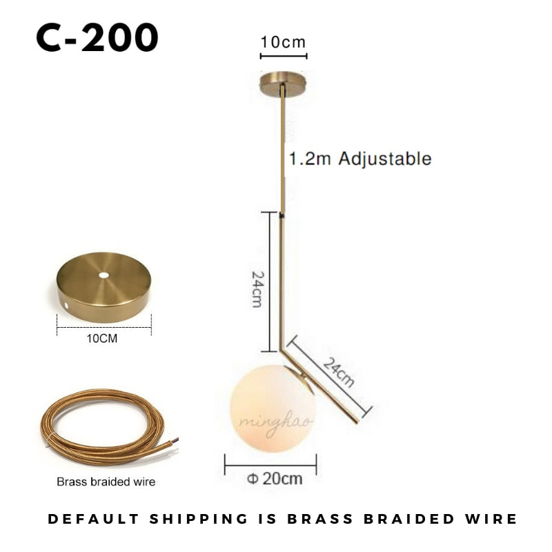 Modern LED Round Glass Ball Pendant Lights Iron E14 Pendant Lamps Hanging Light Fixture for Living Bedroom Dining Room