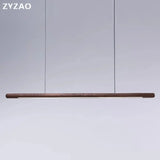 Designer Nordic Restaurant Bar Wood Pendant Lights Black Walnut Minimalist Long Strip Led Hanglamp Home Decor Dining Room Lights
