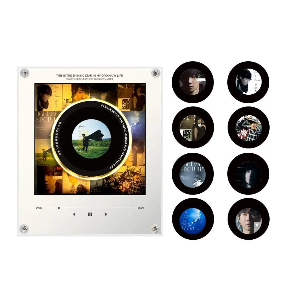 Smart Magnetic Music Vinyl Record Player Fridge Light - Touch-to-Play Album Magnet & LED Night Light Decor Lamp