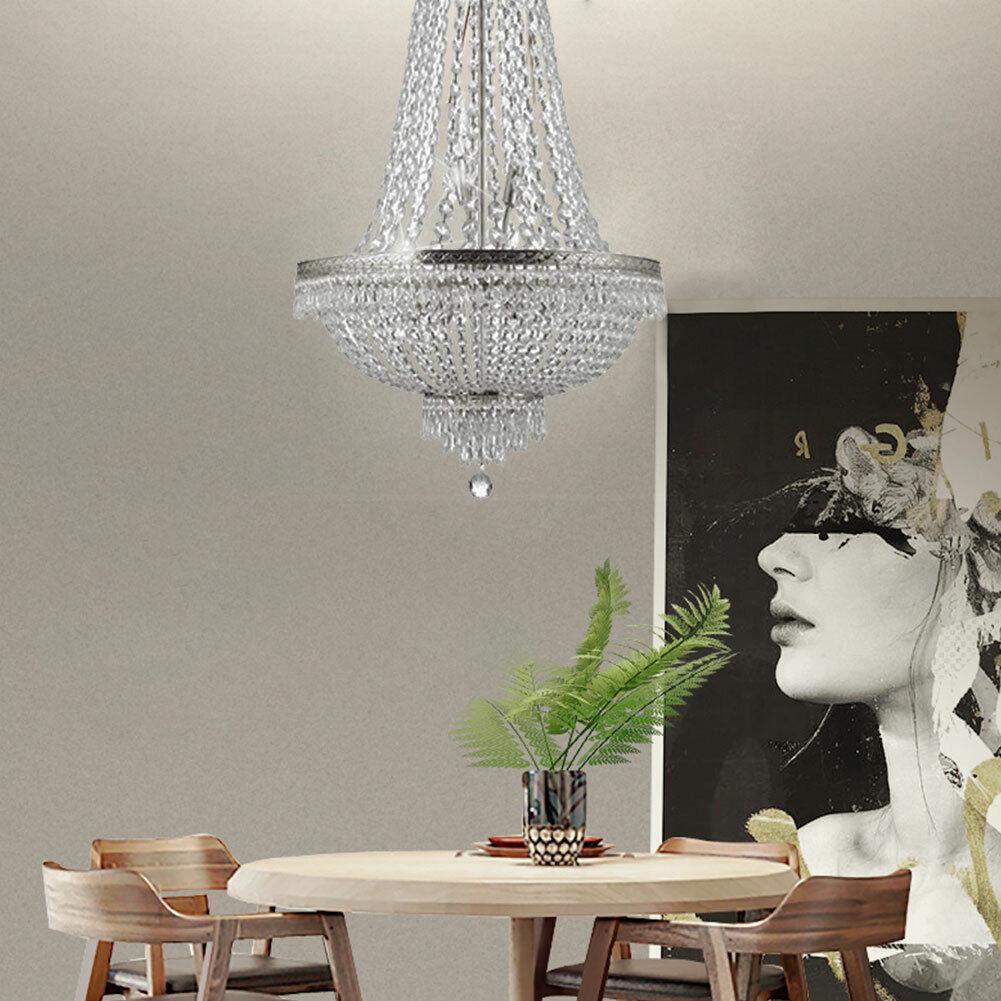 9-Light French Empire Crystal Chandelier Luxury LED Ceiling Pendant Light Restaurant Creative Home Lighting Lamps 24x30"